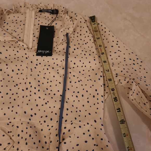 Nasty Gal Beige Long Sleeve Dress with Black Dots - Picture 8 of 11